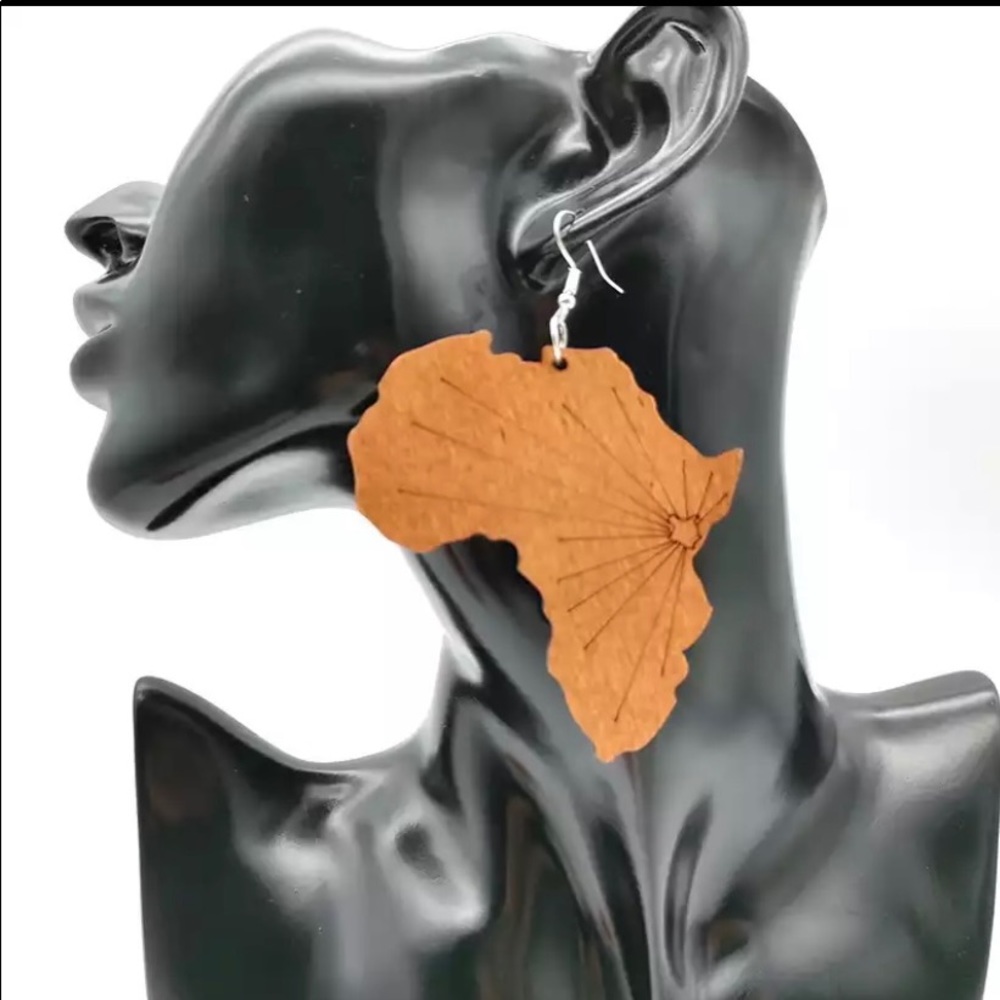 African Map Earrings